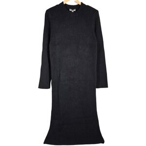 J Crew Ribbed Long Sleeve Sweater Dress Black XXL